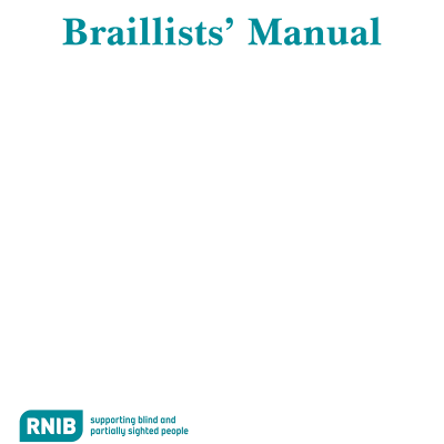 Front cover of the Braillists' manual for Standard English Braille (SEB), 2005 edition.
