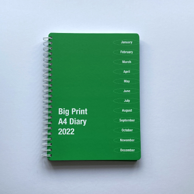 Front cover of Big Print A4 diary