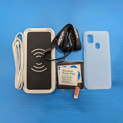 Image shows contents of product on a blue background