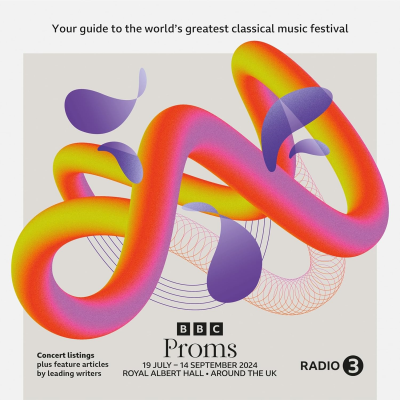 Proms Festival Guide 2024 cover depicting red, purple and yellow swirls