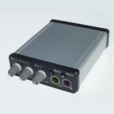 Front image of Duo-Comm 2 splitter box audio mixer 