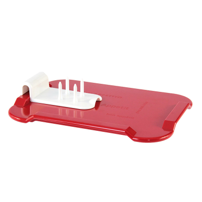 Tray with fixing prongs attached