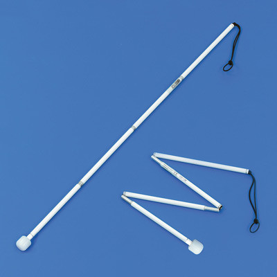 Guide cane extended for use and part-folded
