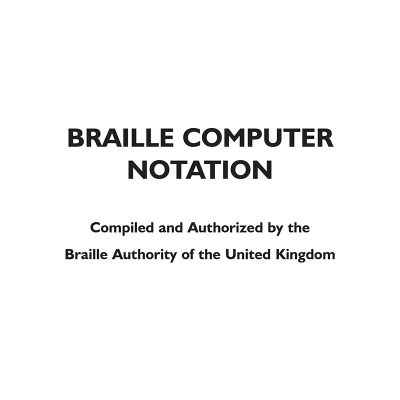 Front cover of Braille Computer Notation