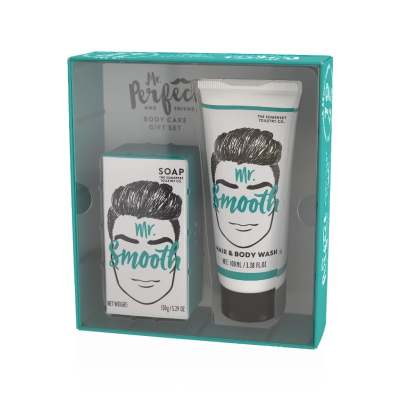 Mr Smooth gift set in presentation box against a white background