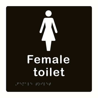 Female toilet sign - black