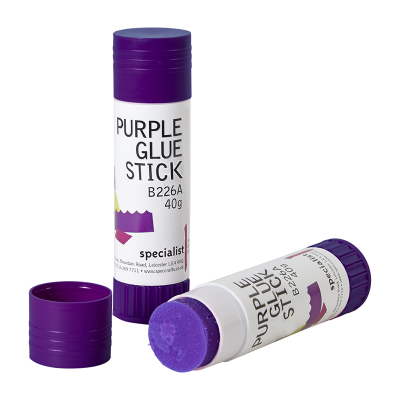 Specialist Crafts Purple Glue Stick against a white background