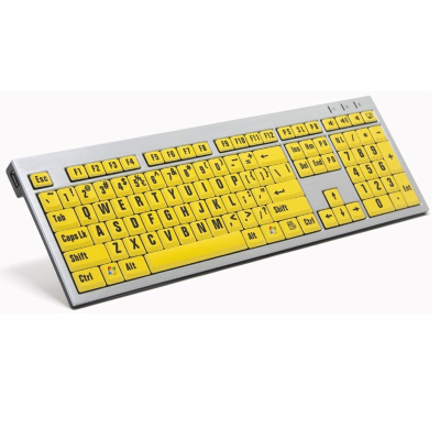 Large print keyboard with black text on yellow keys