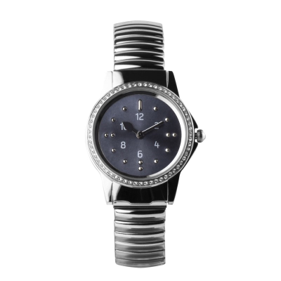 A ladies tactile watch with stainless steel expanding strap