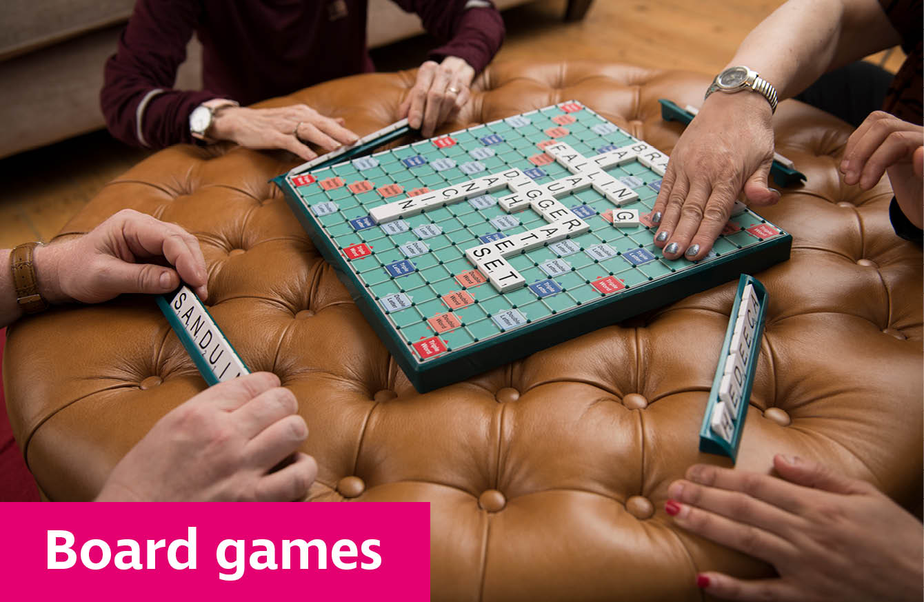 Large print Scrabble game in-play