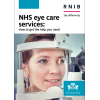 Booklet cover shows lady having an eye exam