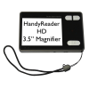 Front of a HandyReader HD video magnifier with black text on white background o the screen