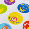 Close-up of Spanish tactile reward stickers