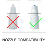 Diagram showing compatability of eye drop bottle styles with the EziDrops eye drop applicator - wide