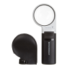 The magnifier next to a curved black protective case