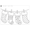 A page from the book showing 4 stockings to colour in