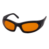 Front view of SideVue wraparound eyeshields with black frame and orange filter
