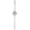 Top angle of easy-to-see ladies watch with white PU crocodile effect strap