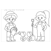 Image of children gardening from Tactile colouring pack – spring