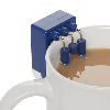 Close-up of a blue Liquid level indicator on side of a mug