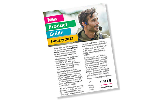 Front cover of the large print New Product Guide for January 2025