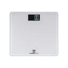 Digital bathroom scale with LED display on a white background