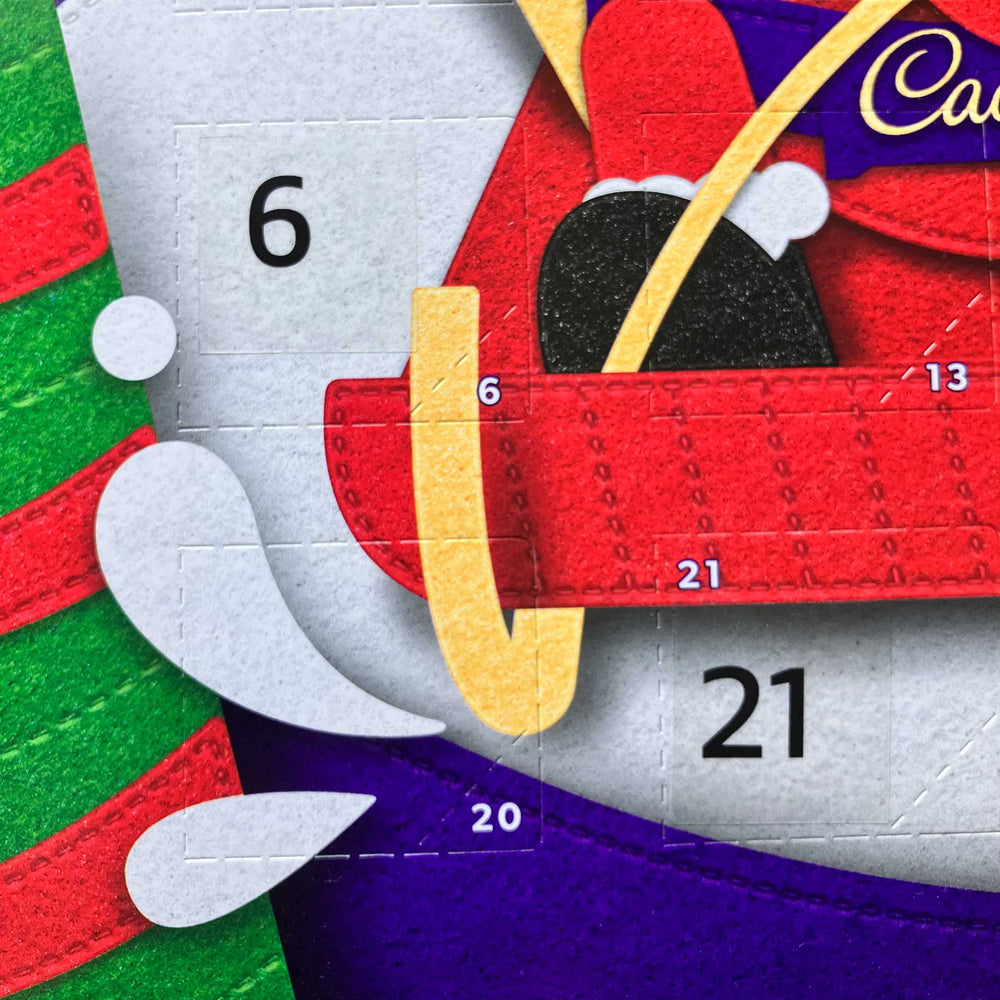Advent calendar with black on clear large print number stickers added