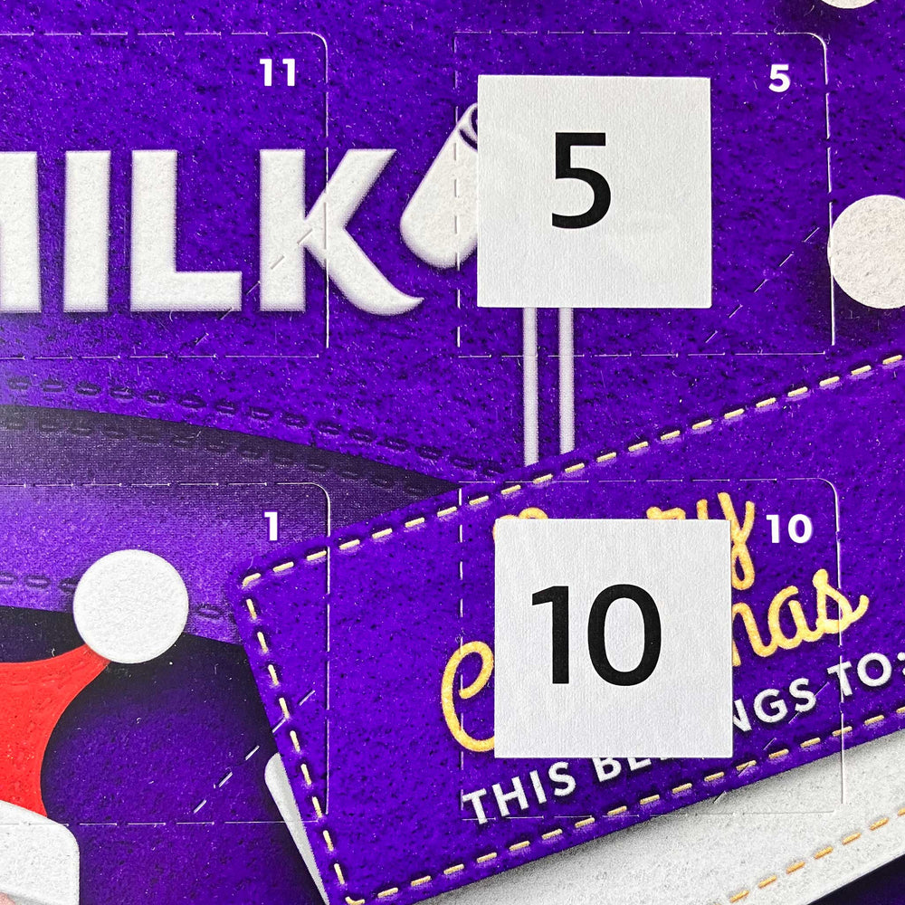 Advent calendar with black on white large print number stickers added