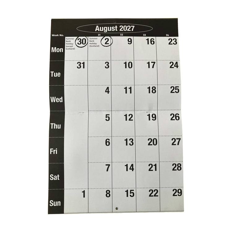 Alternative view of RNIB Big Print Foldaway Calendar 2027