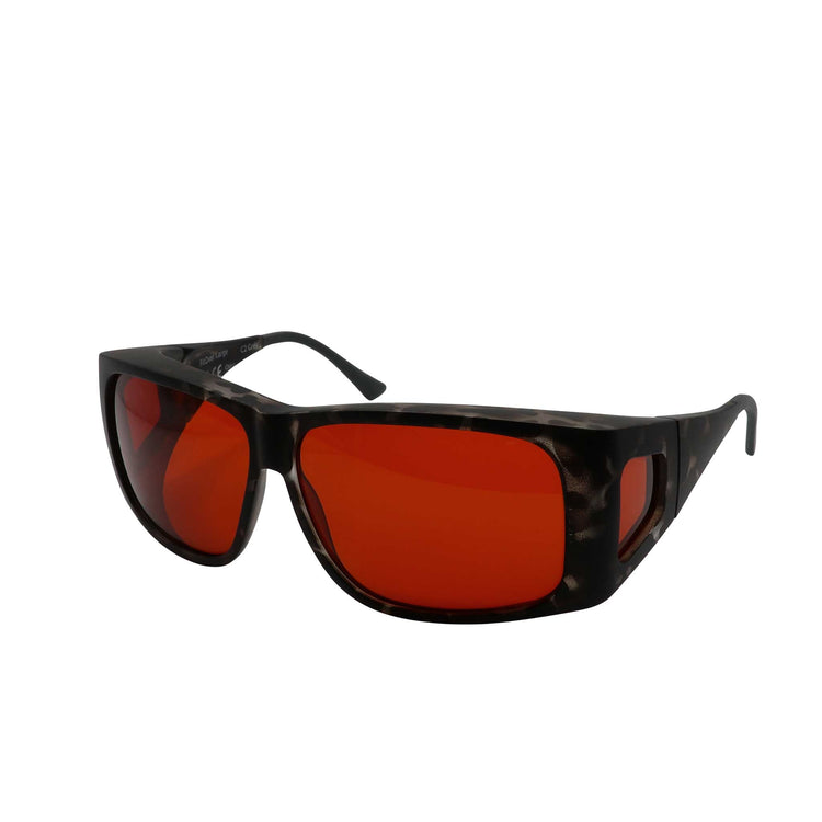 Alternative view of RNIB Large FitOver Eyeshield Glasses – Grey Tortoiseshell Frame, Amber Tint