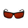 RNIB medium FitOver eyeshield glasses with brown tortoiseshell frames and amber tinted lenses.