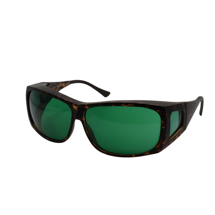 Alternative view of RNIB Medium FitOver Eyeshield Glasses – Brown Tortoiseshell Frame, Green Tint