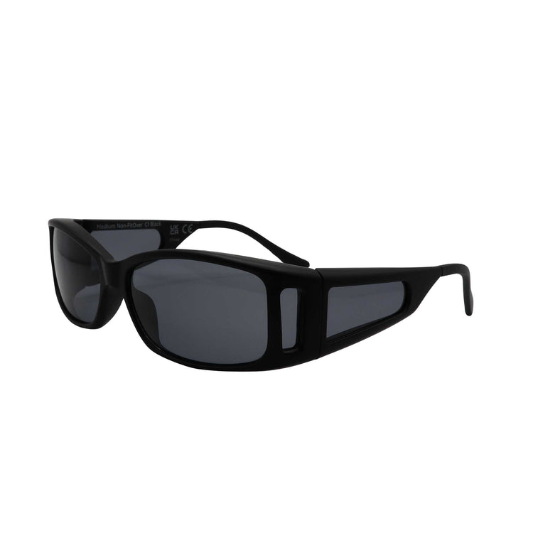 Alternative view of RNIB Medium Eyeshield Glasses – Black Frame, Grey Tint