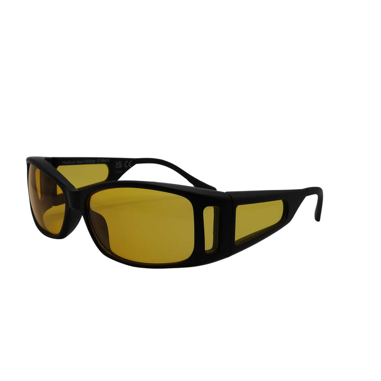 Alternative view of RNIB Medium Eyeshield Glasses – Black Frame, Yellow Tint