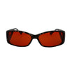 RNIB medium Eyeshield glasses with grey tortoiseshell frames and amber tinted lenses.