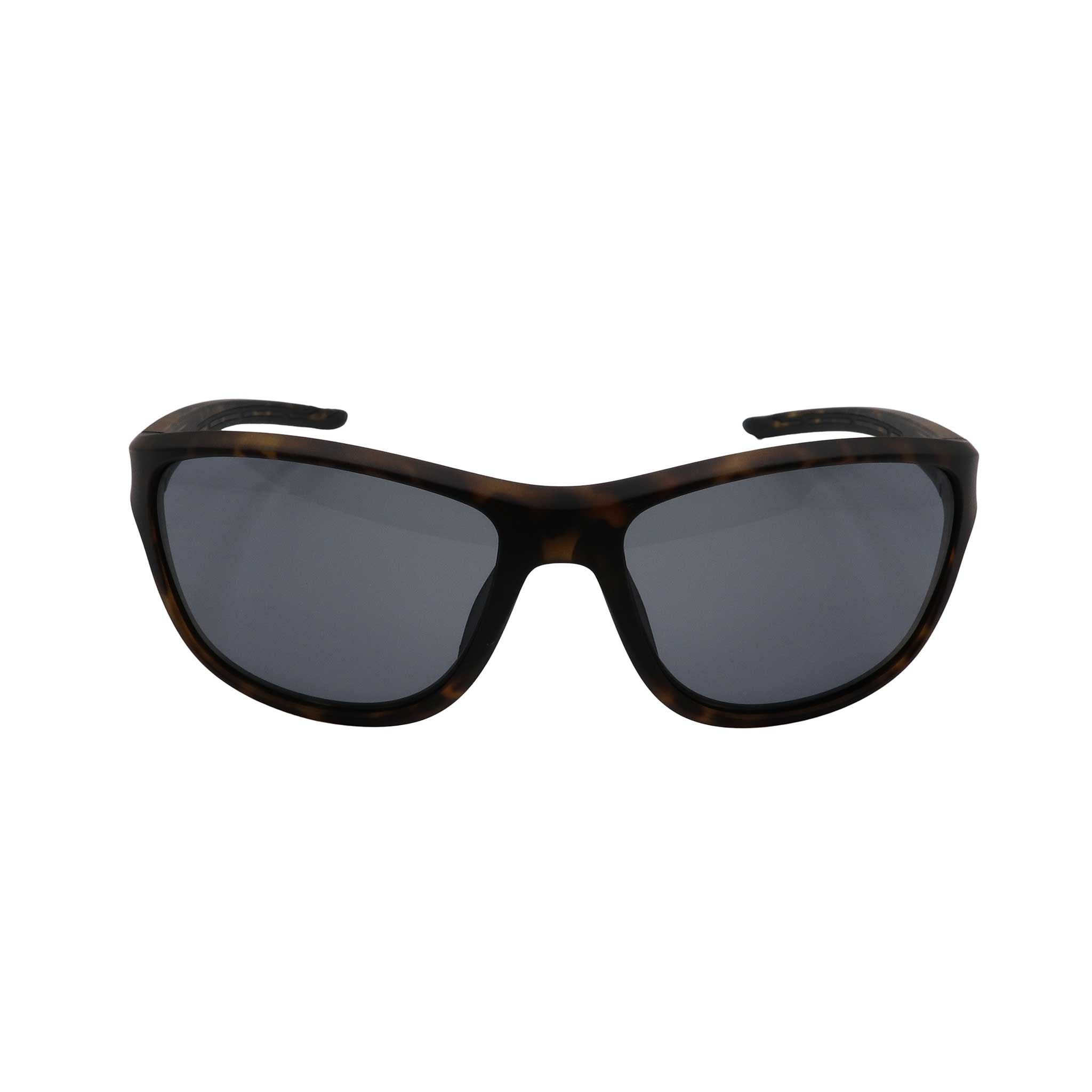 RNIB wraparound eyeshield glasses with brown tortoiseshell frames and grey tinted lenses