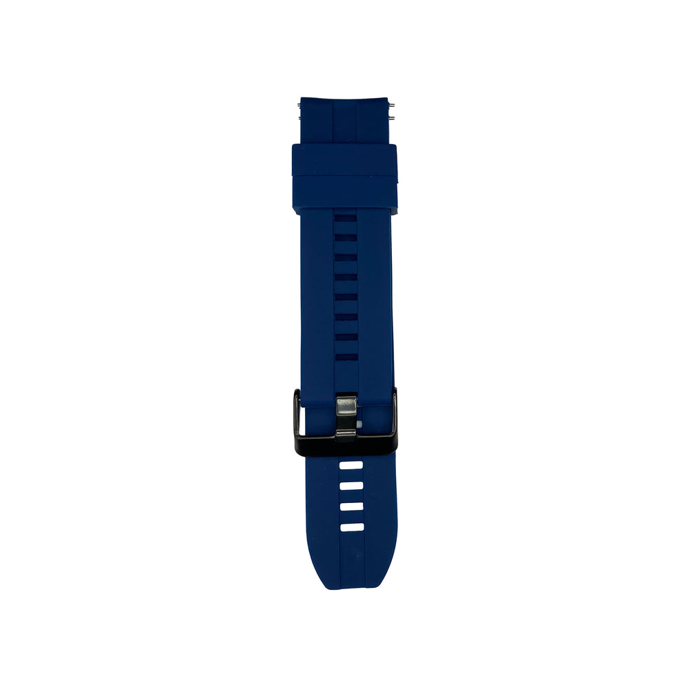 Dark blue silicone strap for Synapptic smartwatch on a white background