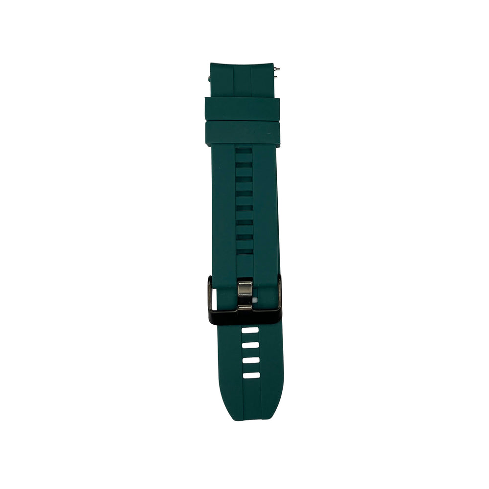 Dark green silicone strap for Synapptic smartwatch on a white background