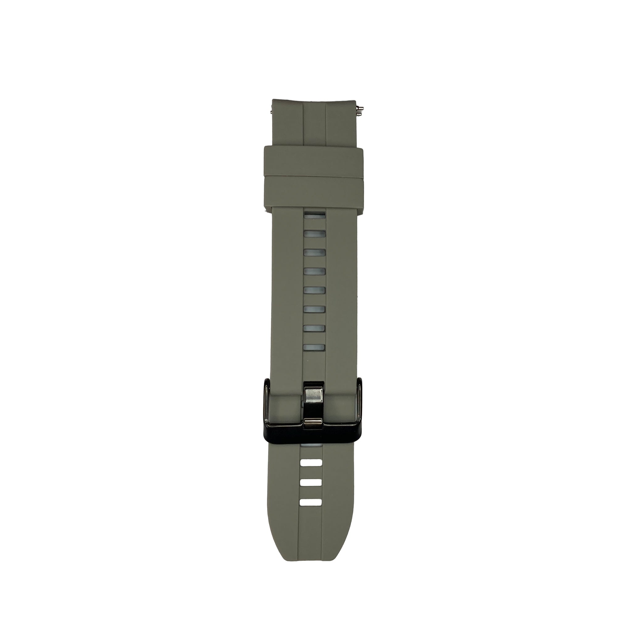 Grey silicone strap for Synapptic smartwatch on a white background