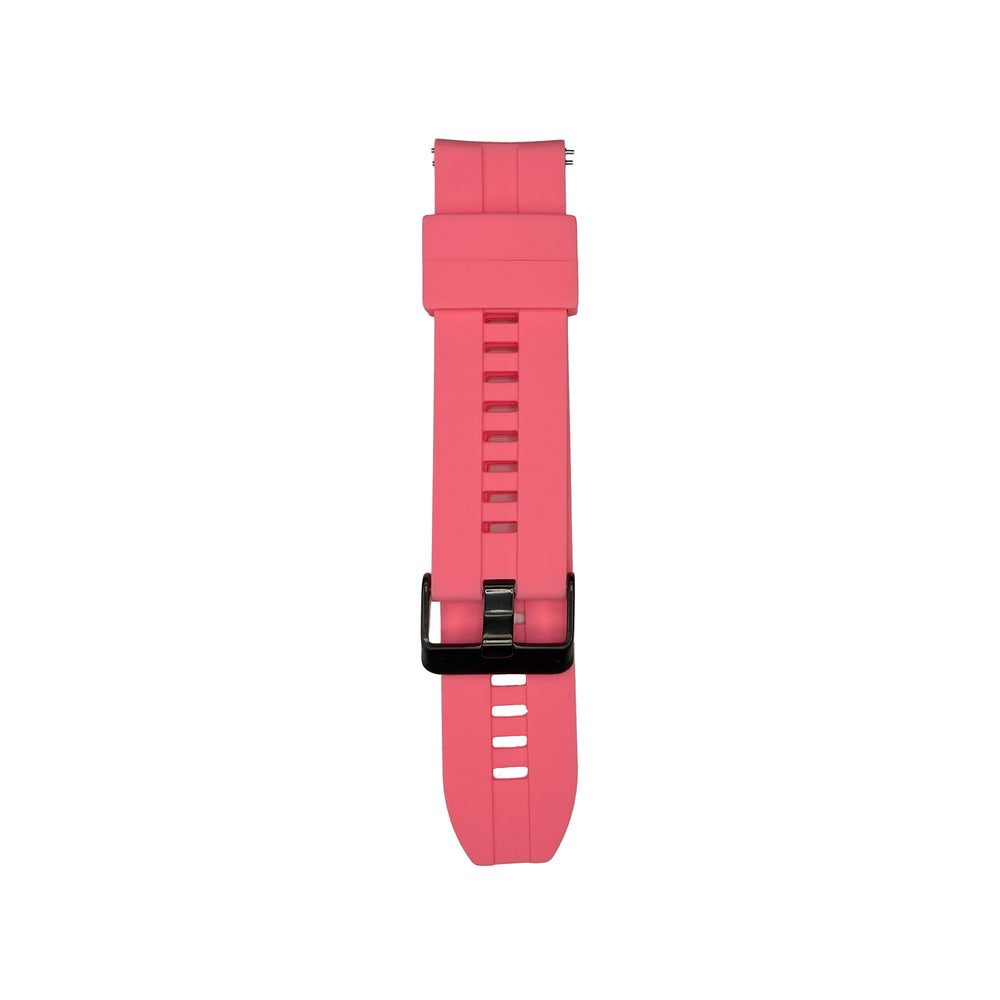 Pink silicone strap for Synapptic smartwatch on a white background