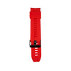 Red silicone strap for Synapptic smartwatch on a white background