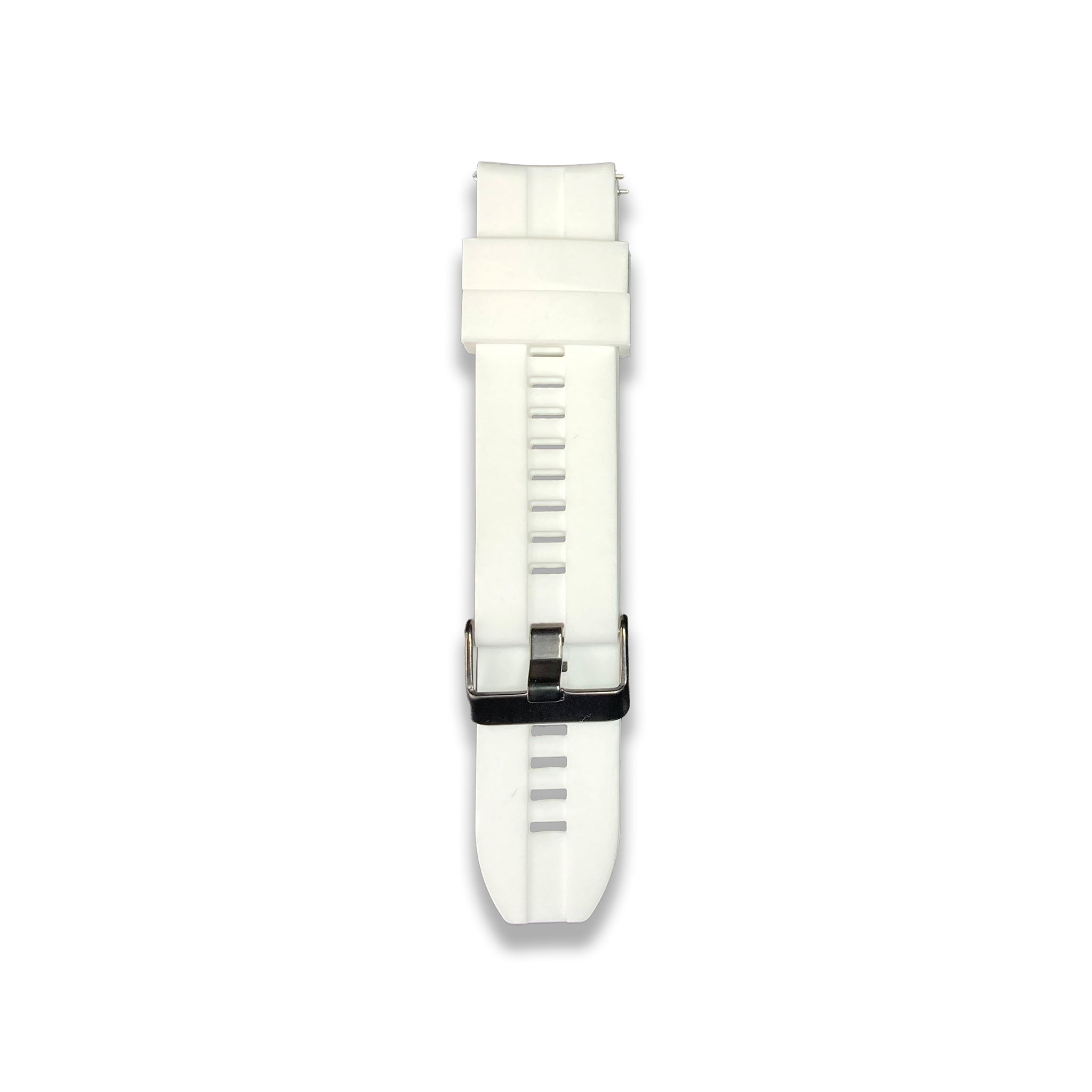 White silicone strap for Synapptic smartwatch on a white background
