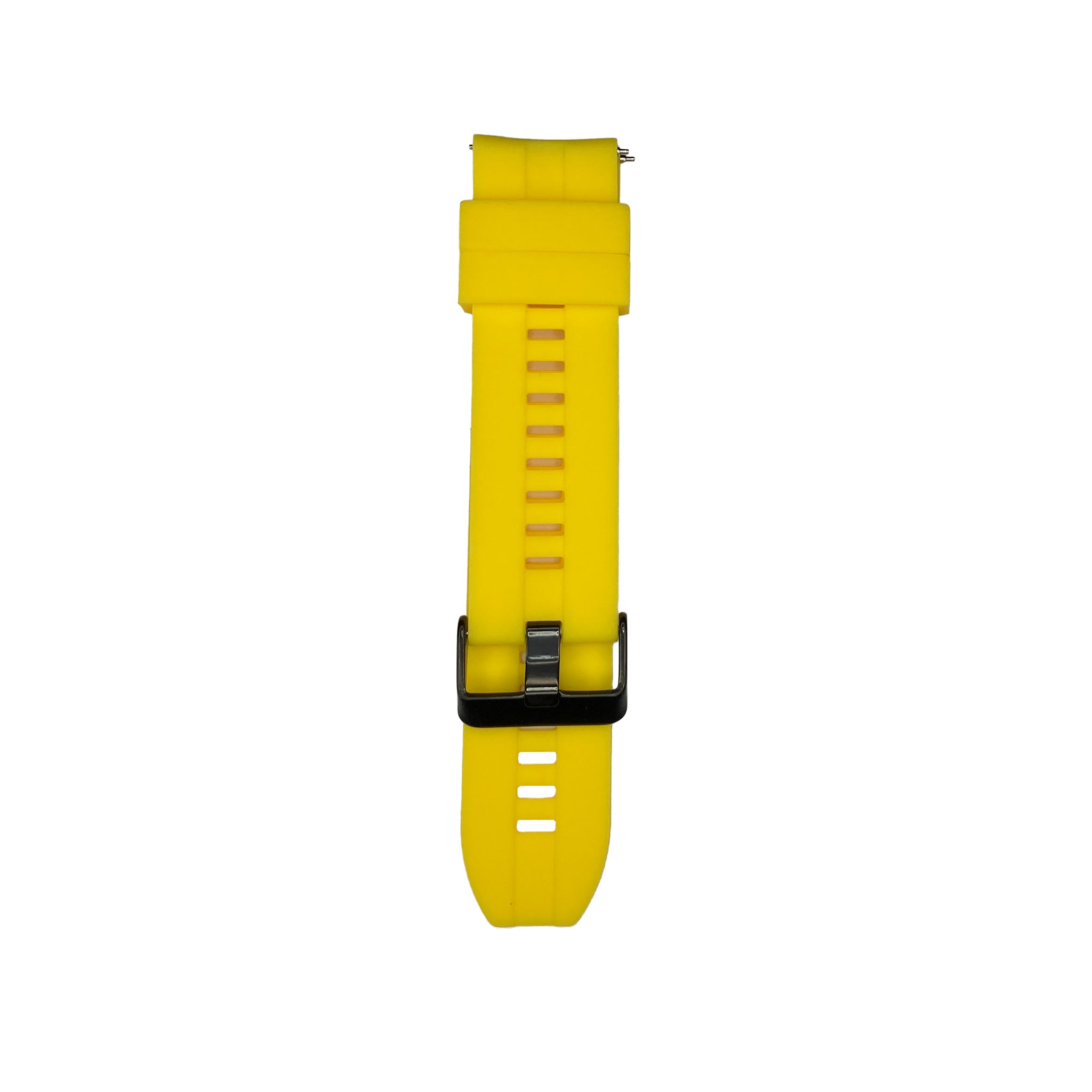 Yellow silicone strap for Synapptic smartwatch on a white background