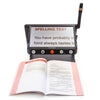 CloverBook Pro being used to scan an open book. The text on screen is in full colour mirroring the book page.