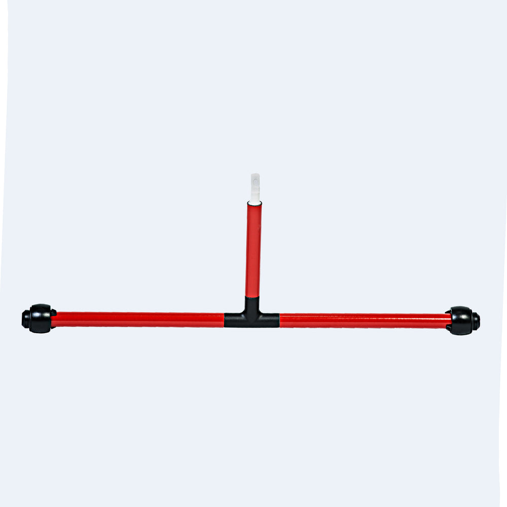 A tip with two small indoor wheels attached to a horizontal bar