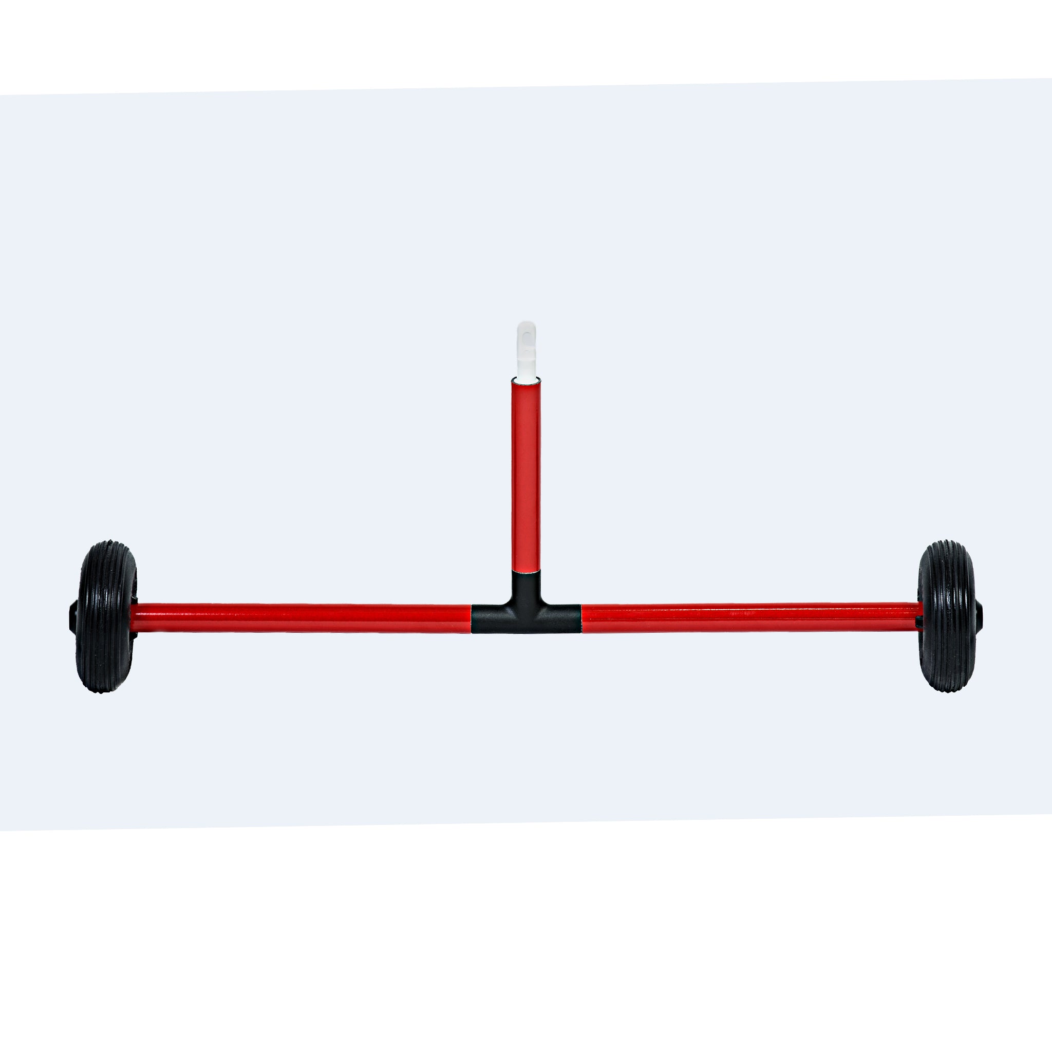 A tip with two outdoor wheels attached to a horizontal bar