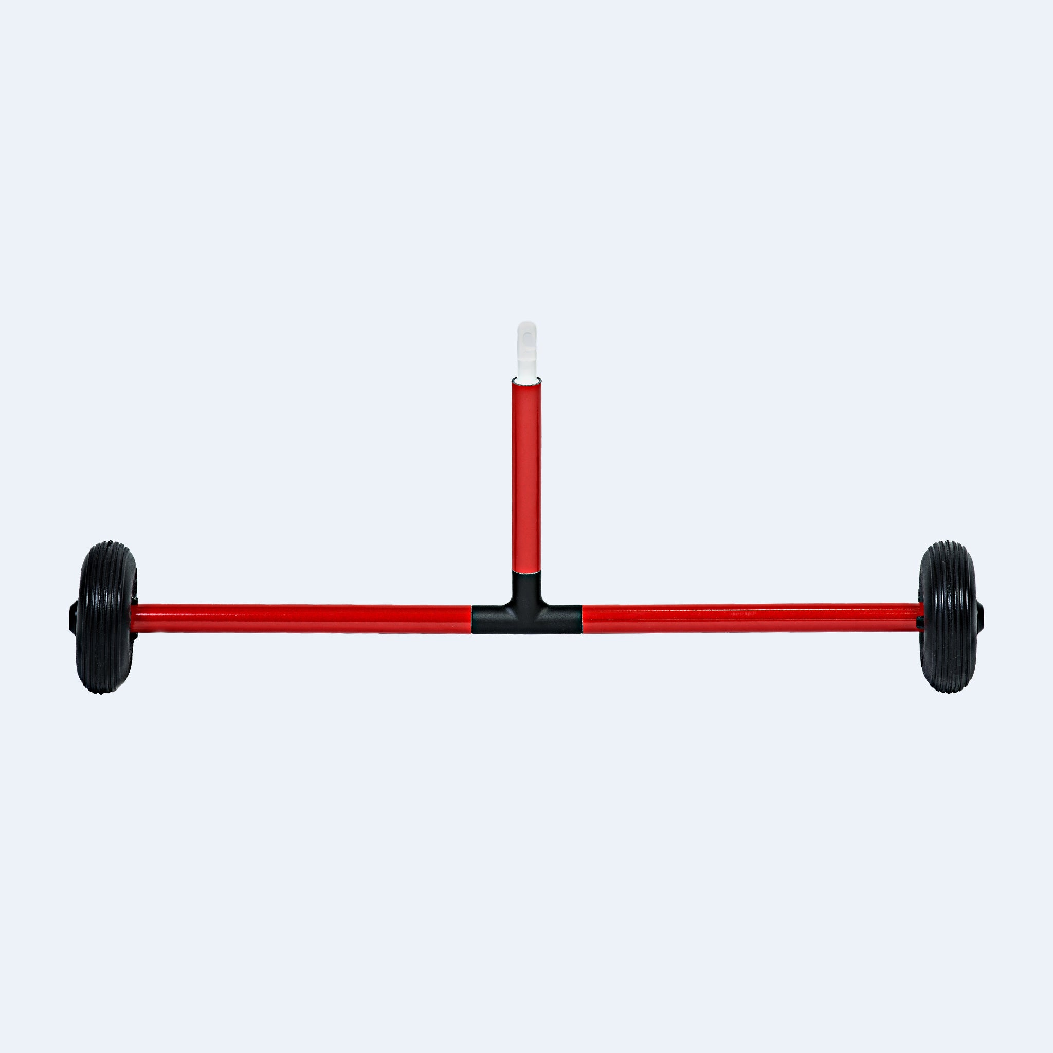 A tip with two outdoor wheels attached to a horizontal bar