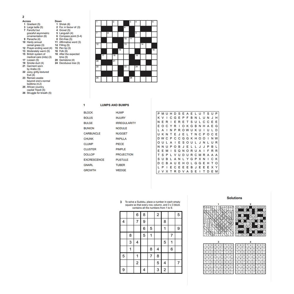 Crossword puzzle with answers on a white background