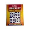 Book cover of 'Extra Large Print Crosswords' with a crossword puzzle on a yellow background.
