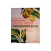 Book cover of 'The Kew Gardens Large Print Crosswords Book' with botanical illustrations on a light pink background.